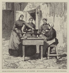 Fabrication de dynamite suisse à Isleten, moulage de cartouches de gomme explosive - Georges Bertin Scott